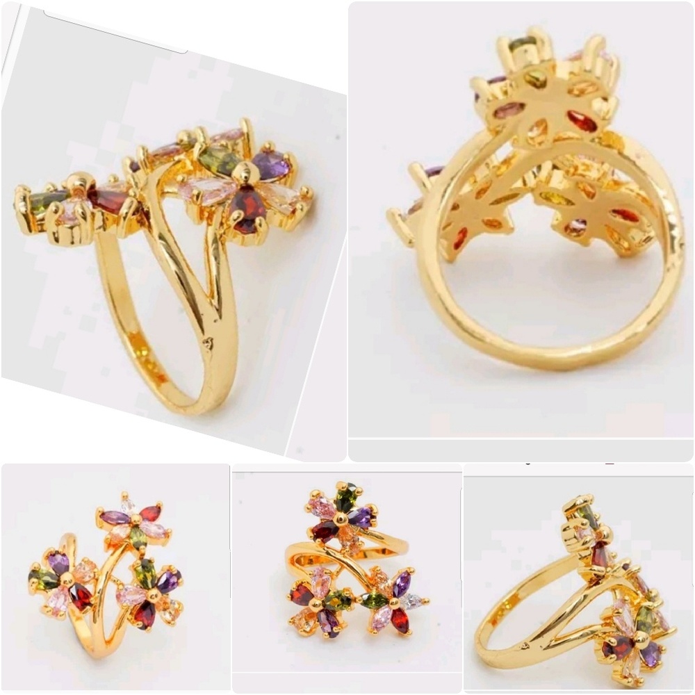 24K Gold Filled Colorful Cubic Zirconia Ring